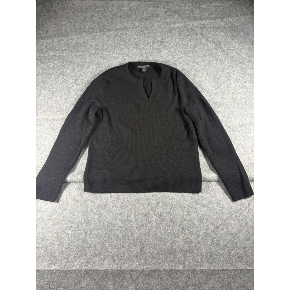 Sarah Spencer Black Ribbed‎ V Neck Merino Wool Sweater Women's L
